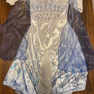 Frozen II Disney Costume  Blue and Silver Long Sleeve Dress